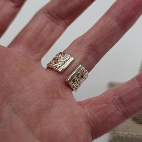 Size 7 Sterling Silver Braided Open Style Thick Band Ring A3589 - Picture 3 of 7